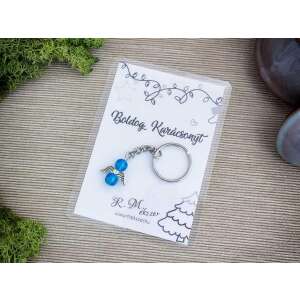 Boldog Karácsonyt kék angyal medálos kulcstartó 87443966 - Ajándék kulcstartó