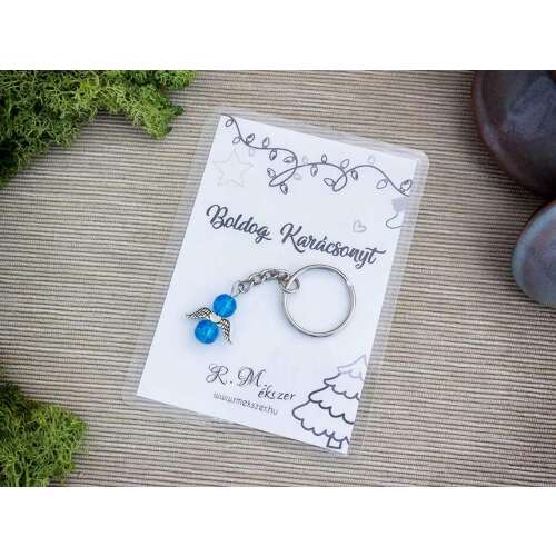 Boldog Karácsonyt kék angyal medálos kulcstartó 87443966