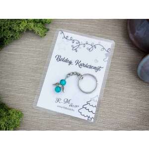 Boldog Karácsonyt pávakék angyal medálos kulcstartó 87437049 - Ajándék kulcstartó