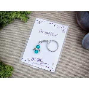 Szeretlek Tesó pávakék angyal medálos kulcstartó 87443734 - Ajándék kulcstartó