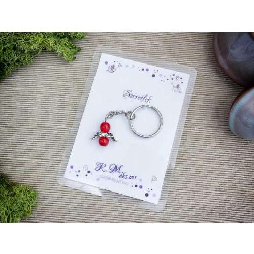 Szeretlek piros angyal medálos kulcstartó 87442927