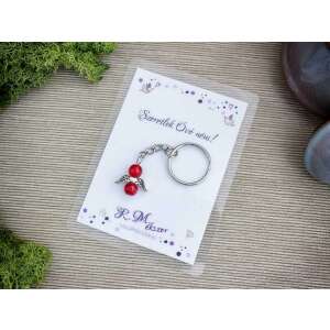 Szeretlek Óvó néni piros angyal medálos kulcstartó 87436847 - Ajándék kulcstartó
