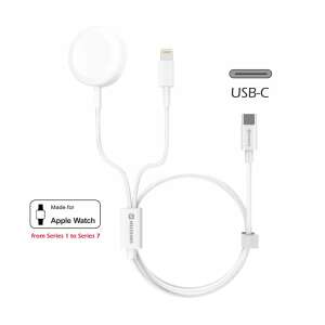 Bezprzewodowa ładowarka 2w1 do Apple Watch i iPhone, USB-C, 1,2 m