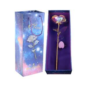 ForYou szivárványos rózsa, aranyozott rózsa ajándékdobozban, romantikus ajándék neki, Valentin-napi ajándék, évfordulós ajándék, anyák napi ajándék - Ajándék ötlet Valentin-napra