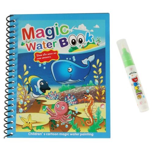 Magic Water Book с морски животни и водна писалка, книжка за оцветяване за деца