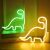 Zöld és sárga dinoszaurusz neon LED lámpa könyveken