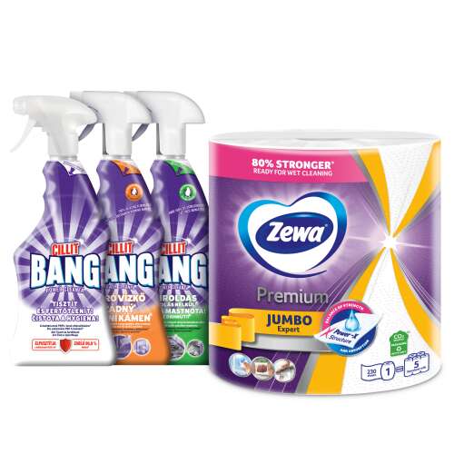 Zewa Premium Jumbo 3 rétegű Papírtörlő + Cillit Bang Tisztító csomag