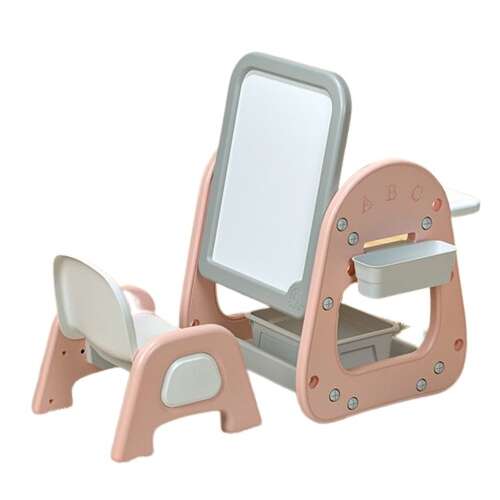 Multifunkčný detský stôl LittleONE LILO 3v1 so stoličkou a úložným priestorom na hračky - funkcia kresliacej tabule, konštrukčného stola a študijného stola #white-pink 46768034