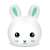 Neno Titto rabbit night light, white with green ears, front view