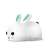 Neno Titto rabbit night light, white with green ears, side view