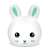 Neno Titto rabbit night light, white with green ears, front view