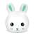 Neno Titto rabbit night light, white with green ears, front view