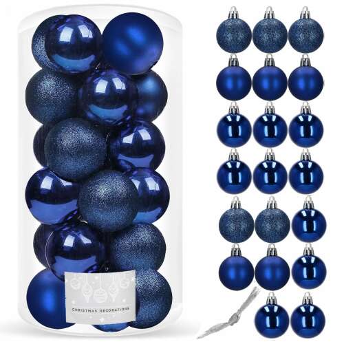 Springos karácsonyfadíszek, 20 db-os kék gömb készlet, 4 cm