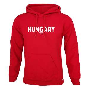 Dressa Hungary feliratos nagyméretű kenguruzsebes pamut kapucnis pulóver - piros 46762273 Férfi pulóverek