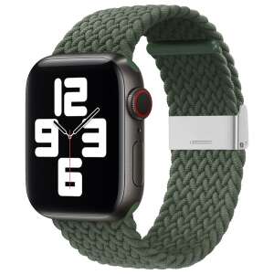 Green braided fabric watch band for Apple Watch 7/6/SE/5/4/3/2 (45mm/44mm/42mm) - Smart watch strap