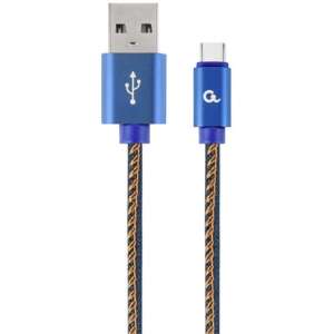 Cablexpert Premium Denim Type-C Ladekabel und Datenkabel, blau, 2m - Gembird