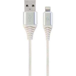 Kabel Gembird Gembird Premium Cotton Braided USB na 8-pinski 2m srebrno/bijeli 98665628 - Lightning kabel