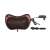 Pepita Shiatsu Neck Massager Pillow with Infrared Heating and Vibration, brown, showing the product with the power adapter and car charger