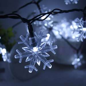 ​Hideg fehér, napelemes LED Fényfüzér 30db izzóval - Hópehely 46782787 