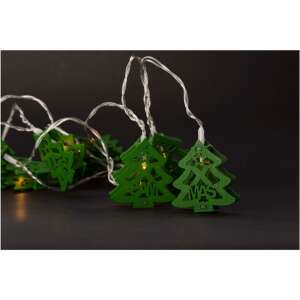 Entac karácsonyi fényfüzér 10 meleg fehér LED izzóval, zöld karácsonyfa alakú fényekkel - Entac