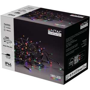 Entac 180 LED Christmas light string, multicolor, 14m long, IP44 waterproof, green wire - String Light