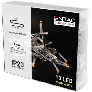 Entac 10 LED Meleg Fehér Elemes Karácsonyi Fényfüzér, 1,3m csomagolás - Entac