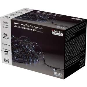 Entac Karácsonyi Fényfüzér 240 LED Csatlakoztatható Fényfüzér Szett, 24m, IP44, Hideg Fehér - Entac