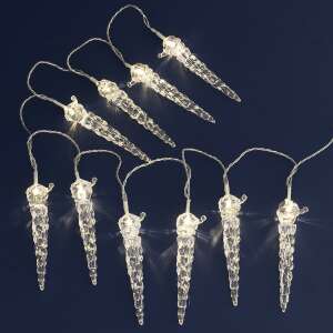 Entac meleg fehér LED jégcsap fényfüzér, 10 izzó, 1,95m - Entac