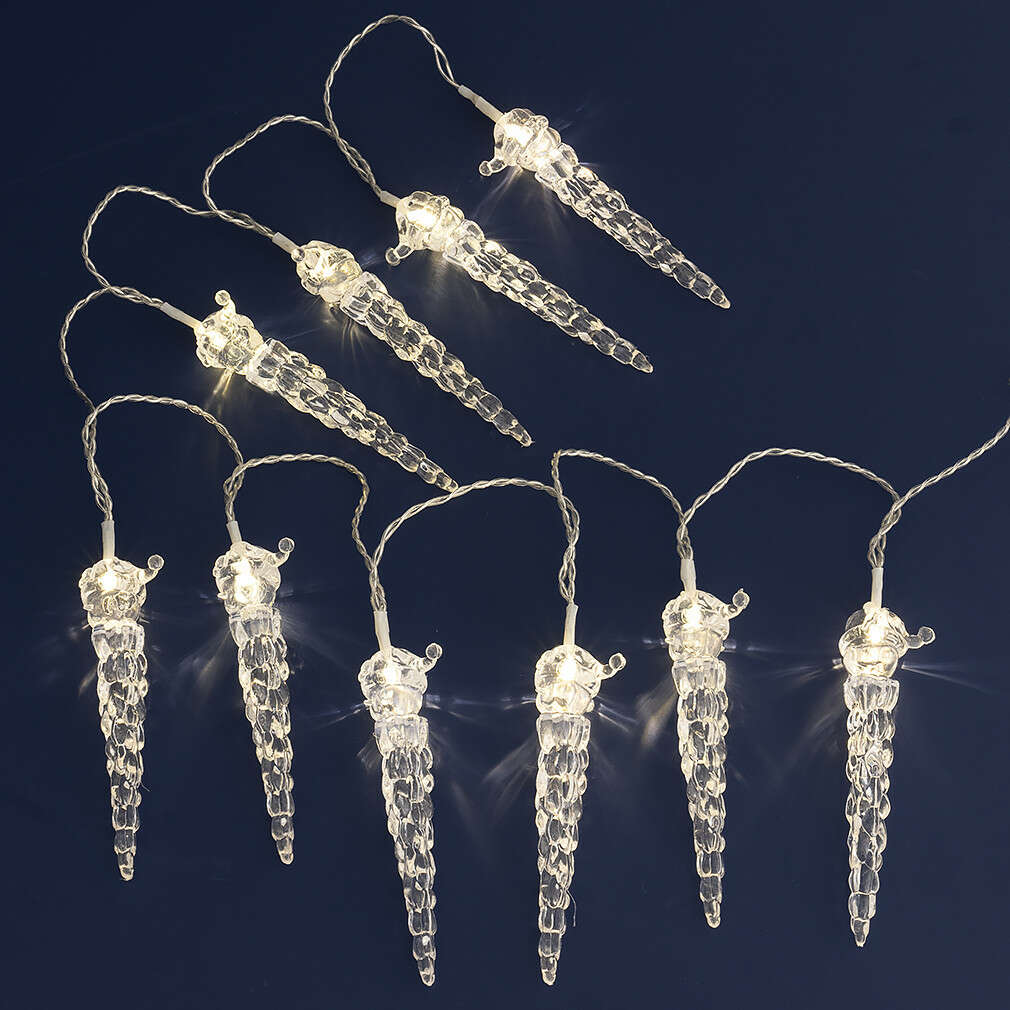 Entac meleg fehér, elemes LED Fényfüzér 10db izzóval 1,95m - Jégcsap