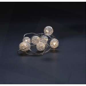 Entac 10 LED meleg fehér, elemes fényfüzér ezüst dróttal és 15mm műanyag golyókkal - Entac