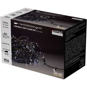 Entac Karácsonyi Fényfüzér 240 LED Melegfehér Összekapcsolható Fényfüzér Szett 24m IP44 - Entac