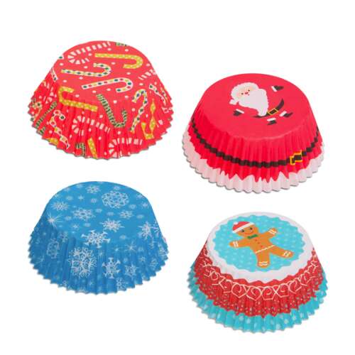 Karácsonyi muffin sütőpapírok, 4 mintával, 100 db-os csomag - Muffin papír
