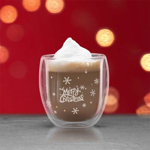 Doppelwandiges Glas mit Weihnachtsmotiv, 300 ml