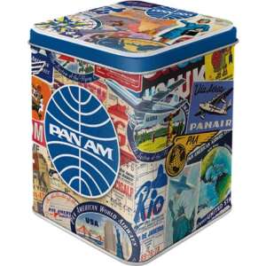 Pan Am Travel Collage Tin Box - Kitchen Storage Container