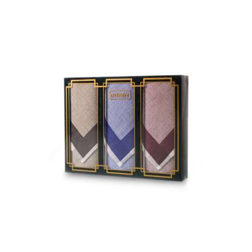 3 darabos LUX férfi textilzsebkendő szett ajándékdobozban