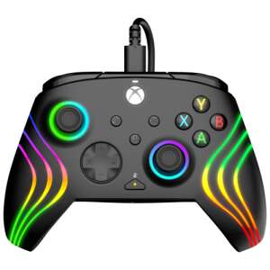 PDP Afterglow Wave, Xbox Series X|S, Xbox One, PC, Iluminare RGB LED, Negru, Controler cu Fir