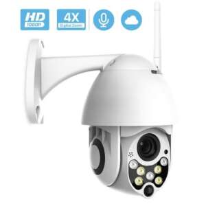 Cameră de securitate inteligentă 4DB WiFi pentru exterior cu zoom digital 4x, 1080p Full HD, vizibilitate nocturnă, detectare de mișcare, audio bidirecțional, rezistentă la intemperii - Camere de supraveghere