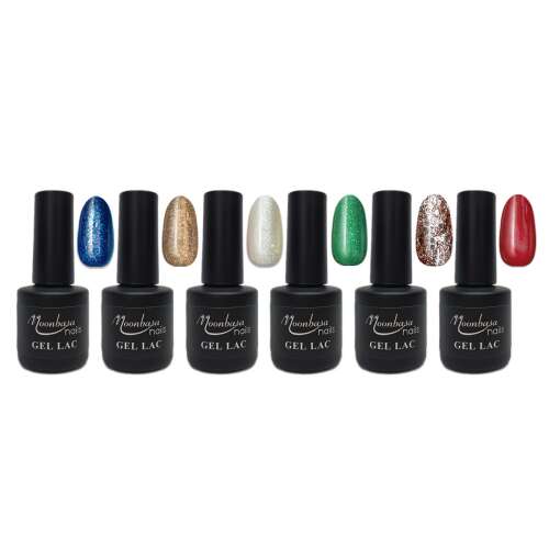 Moonbaja Nails Karácsonyi Öröm Gél Lakk Szett, 6 szín, gél lakk körmökhöz