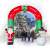 Inflatable Christmas archway with Santa and snowman, 240 cm, 9 LED lights, IP44, outdoor decoration