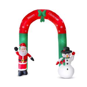 Arc inflatabil de Crăciun cu Moș Crăciun și om de zăpadă, 240 cm, 9 LED-uri, IP44 - Crăciun