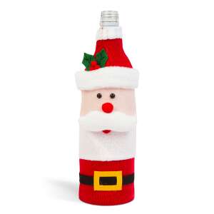 Santa Claus bottle cover, Christmas bottle decoration, wine bottle cover, festive bottle cover, holiday bottle cover - Art & Craft