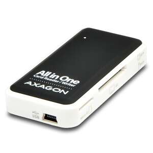 Axagon CRE-X1 All-in-One card reader, white and black, angled view - External Card Reader