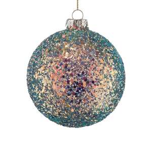 HANG ON zöld-arany flitteres üveg karácsonyfadísz, 10cm - Karácsonyfadísz