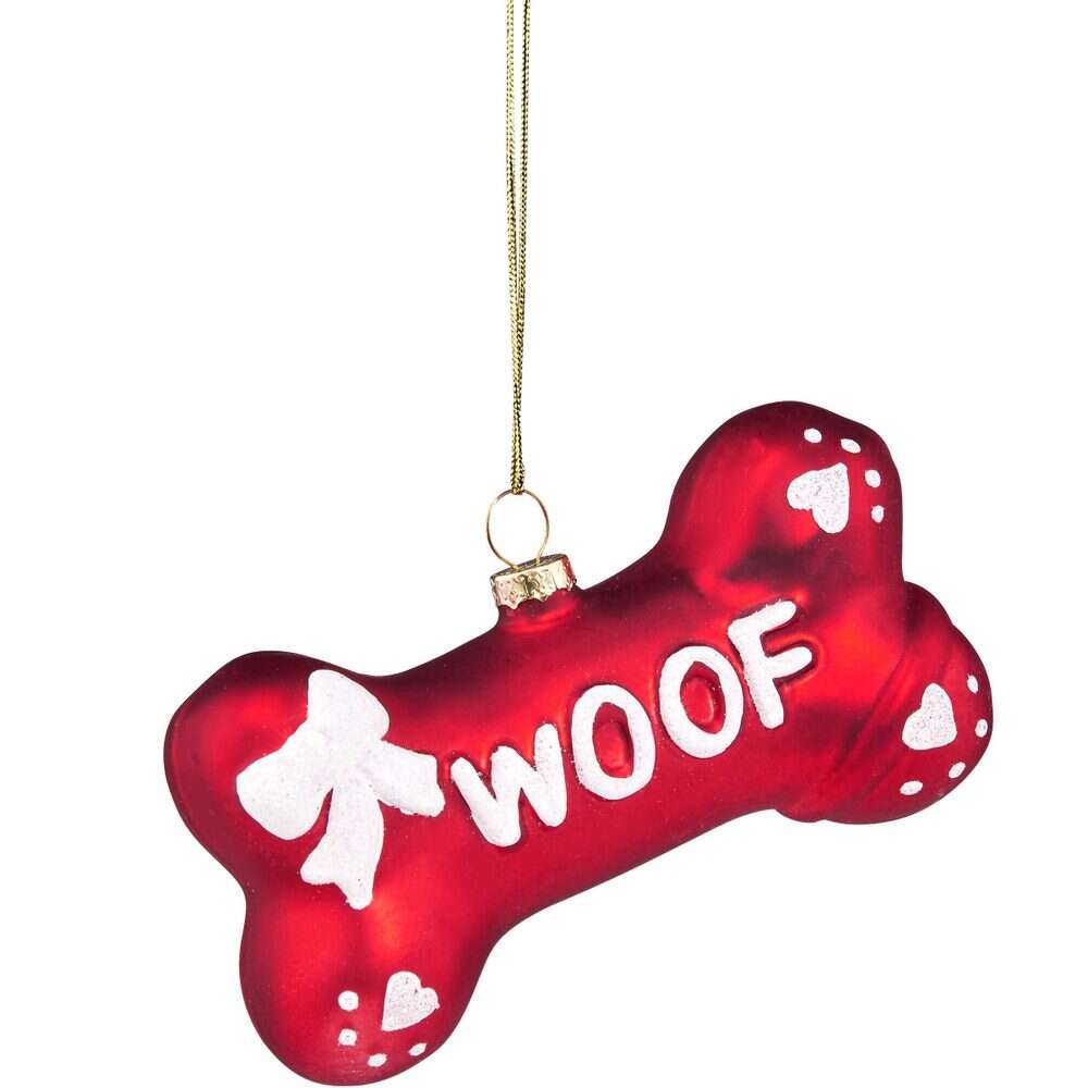 HANG ON üveg karácsonyfadísz csont piros 3.5cm