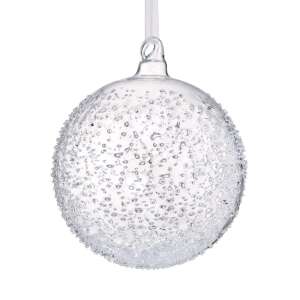 HANG ON átlátszó üveggömb karácsonyfadísz cseppes textúrával, 8 cm - Karácsonyfadísz