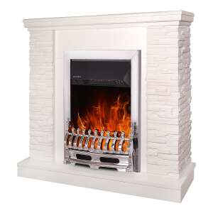 Elektrischer Kamin Rock & Galileo silver, Art Flame, 903x980x300 mm, 2000W, Thermostat, 5 Flammenintensitätsmodi, Timer 46866542