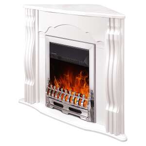 Elektrischer Eckkamin Clasic & Galileo silver, Art Flame, 883x950x475 mm, 2000W, Thermostat, 5 Flammenintensitätsmodi, Timer 46868649