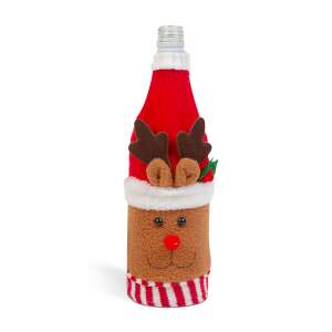 Christmas bottle cover, reindeer design, red and brown, 27 x 12 cm - Art & Craft