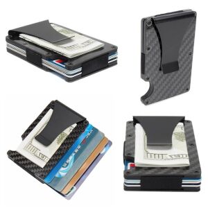 Karbon RFID Pénztárca Kollázs Pénzzel és Kártyákkal - Férfi pénztárca