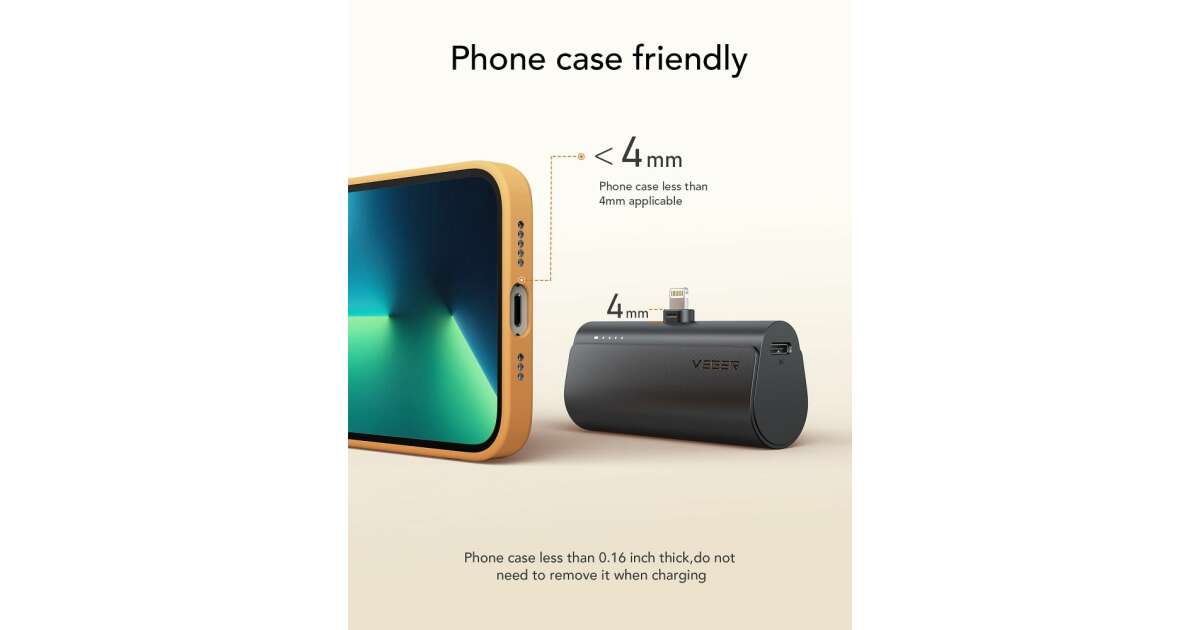 VEGER V0556P 5000MAH POWER BANK WITH BUILT-IN USB LIGHTNING